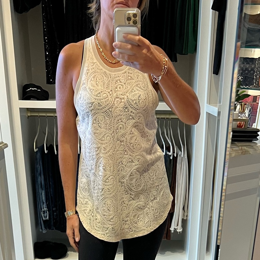 Wilfred cream lace racer back tank, size L